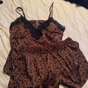 Auden Leopard Print Pj Set with Black Lace